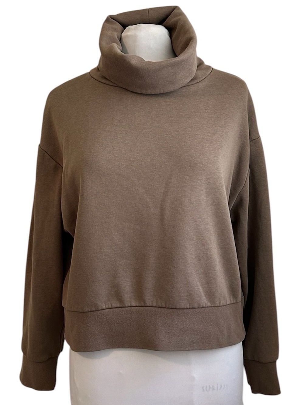 Zara Brown Cropped Turtleneck Sweatshirt Medium